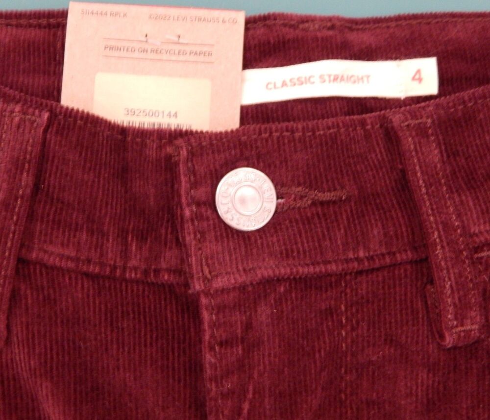 NWT Levi’s Classic Straight Corduroy Jeans Women's Size 4M Burgundy Retail $59 - Picture 9 of 16